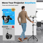CAHAYA Beamer Ständer: Multifunktionaler Bodenständer mit Omni-Direktionalen Rollen und Tablett, Verstellbarer Höhe Projektor Ständer für Laptop Projektor Kamera Outdoor-Filme