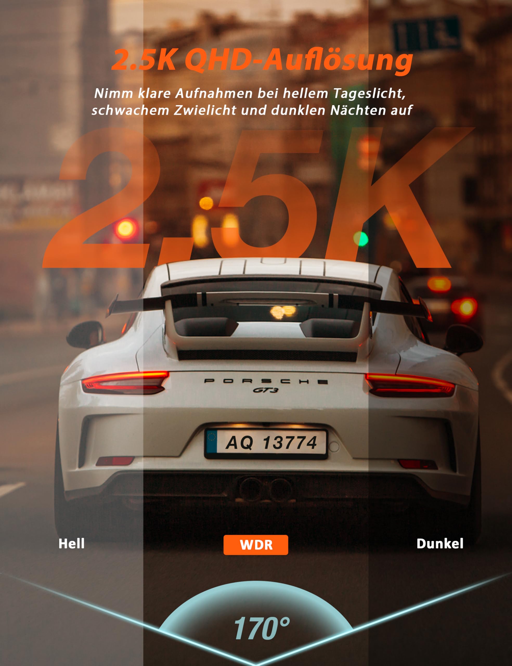 iZEEKER 2,5K Dashcam Auto, WiFi Dash Cam mit 32GB SD Karte, Mini Auto Kamera, 1440P Dash-Cam Auto mit APP Steuerung, 24/7 Parküberwachung, WDR Nachtsicht, 170° Weitwinkel, G-Sensor, Loop-Aufnahme