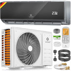 KESSER® Split Klimaanlage Set Quick Connect 12000 BTU 3,4 kW – WiFi & App Klimagerät mit Heizfunktion & Kühlmodus Wandklimaanlage, mit Kupferleitung Kältemittel R32 Inkl. Montagematerial