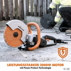 Evolution R255DCT Betonsäge Elektrische Steinsäge 2000W Steinschneidemaschine 255 mm Scheibendurchmesser Sägeblatt Premium Diamantblatt, 102.5 mm Schnitttiefe, schneidet Mauerwerk Gehwegplatten Beton