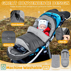 Orzbow Winter Fußsack Kinderwagen, Universeller Fußsack Buggy mit Reißverschluss, Wasserdicht Fusssack Kinderwagen Baby, Anti-Rutsch, Abnehmbar und Waschmaschinenfest, 104cm*44cm, Dunkelgrau