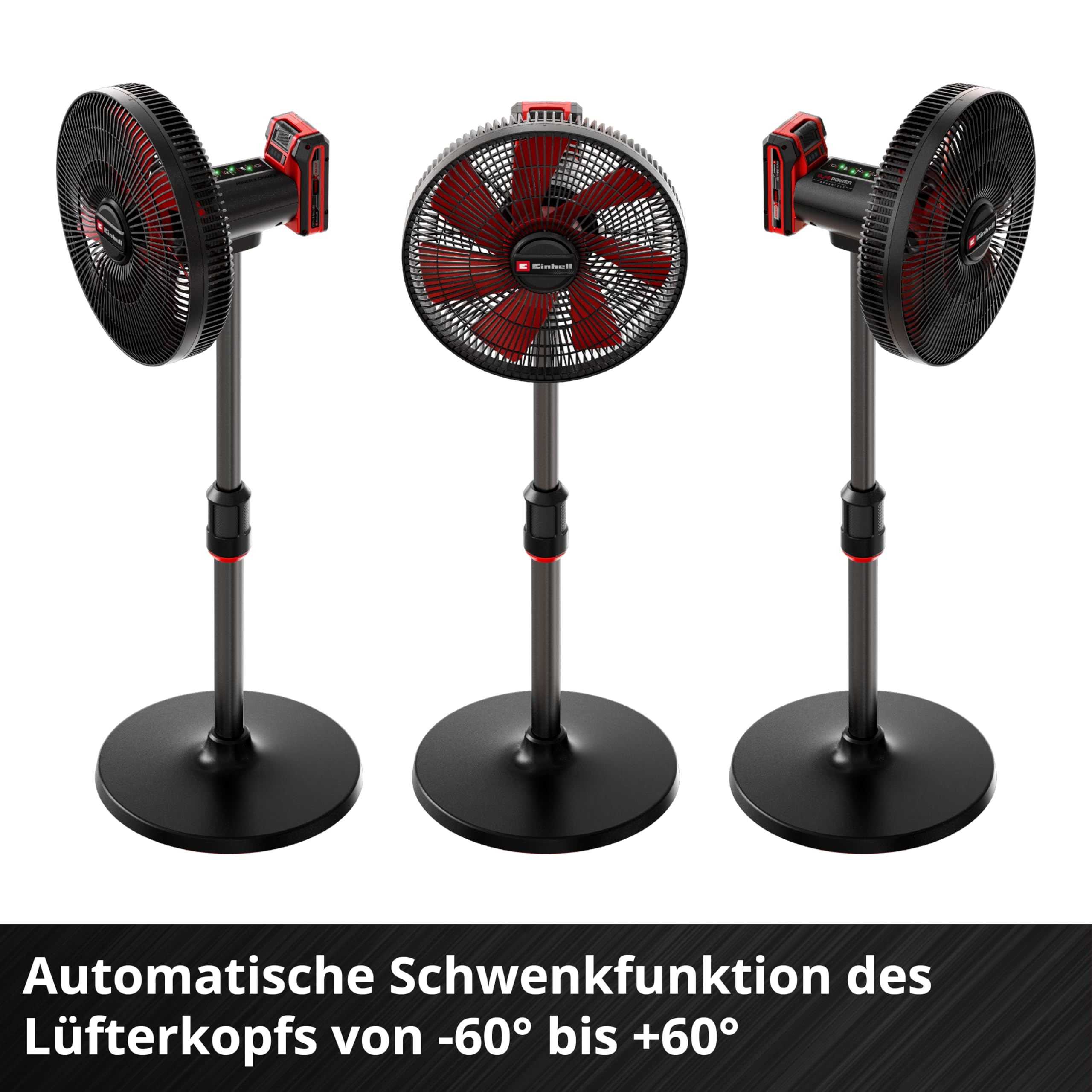 Einhell Akku-Ventilator GE-CF 18/320 P Li-Solo Power X-Change (18 V, Stand-Ventilator, 4 Geschwindigkeitsstufen, autom. Schwenkfunktion, höhenverstellbar, ohne Akku)
