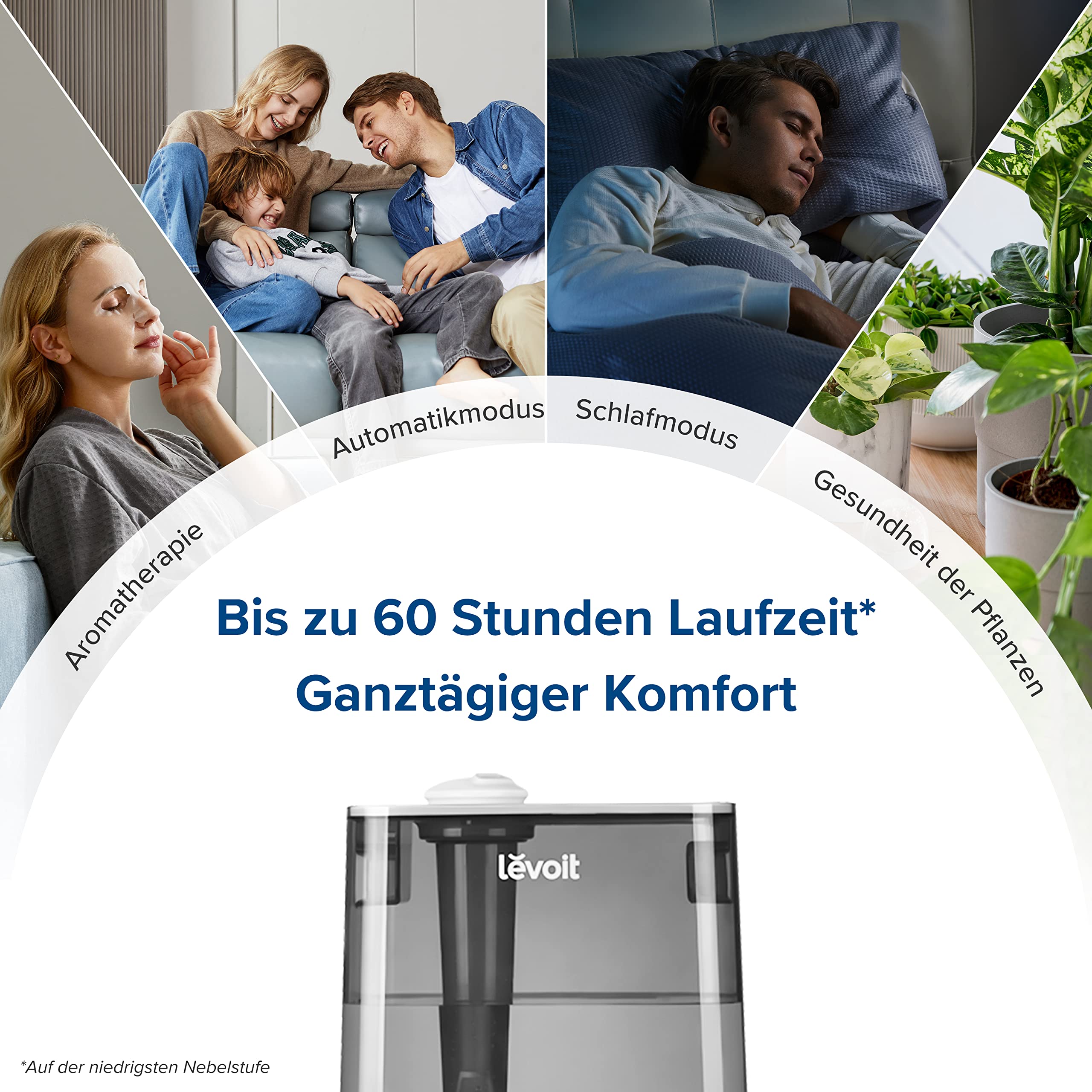 Levoit Top-Fill Luftbefeuchter, Smart Humidifier, mit APP & Alexa Steuerung, bis 47m², leise Raumbefeuchter für Schlafzimmer, Kinderzimmer, Pflanzen, Auto Shut-off, 6 L, Grau