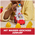 PAW PATROL – Fire Rescue Feuerwehr-Station mit Licht- und Soundeffekten, Wasserkanone, Rutschstange und Startrampe, ca. 38 cm, inkl. Marshall-Figur und Feuerwehrauto, für Kinder ab 3 Jahren