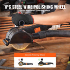VEVOR Poliermaschine, 1300 W, 6 variable Geschwindigkeiten, Oberflächenbearbeitungswerkzeug, handgeführte elektrische Metall-Poliermaschine mit Stahldraht-Polierrad für Edelstahl