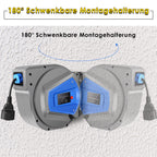Professionell Automatische Kabeltrommel | 15m+1m Wand- und Deckenmontage | 180° Drehbares Kabel | Spritzwassergeschützt| für Innen- und Außenbereiche | Leistung 1500-3000W