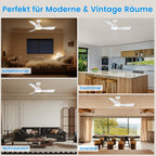 CJOY Deckenventilator mit Beleuchtung, 107 cm Deckenventilator mit Beleuchtung und Fernbedienung Leise, DC Umkehrbar, Speicher 3CCT, Dimmbar, 6 Geschwindigkeiten, Zeitschaltuhr Für Schlafzimmer