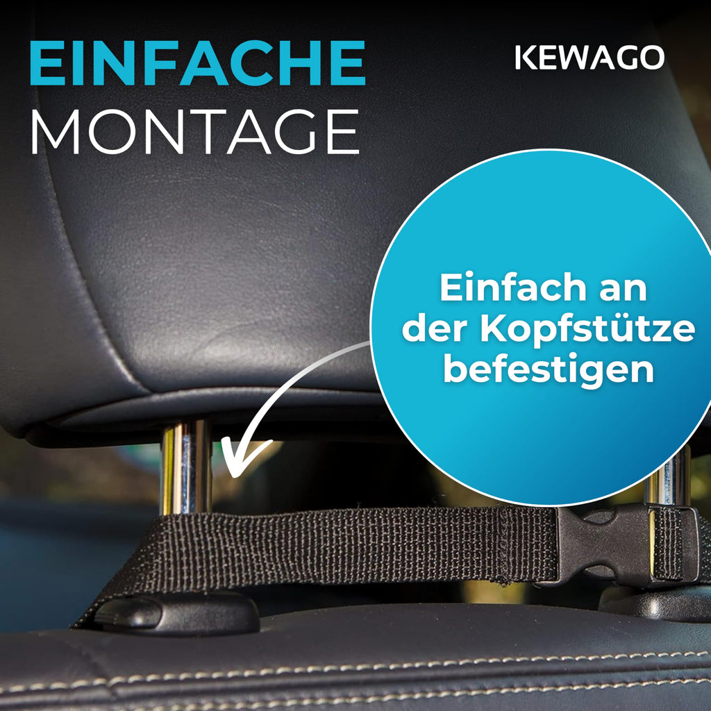 Kewago Rückenlehnenschutz Auto Kinder 2 Stück schwarz - Trittschutz Autositz & Rücksitzschoner - Sitzschoner Auto Vordersitze - Autositz Schutz vor Schmutz, Abdrücken & Kratzern - Schutzmatte