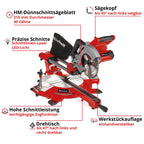 Einhell Akku-Zug-Kapp-Gehrungssäge TE-SM 36/210 Li-Solo Power X-Change (36 V, max. 65 mm x 310 mm Schnitttiefe/-breite, Ø 210 mm Sägeblatt, neigbarer Sägekopf, Laser, ohne Akku)