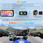 Carpuride W603 Motorrad-Carplay-Bildschirm, Kabelloses CarPlay und Android Auto für Moto, Fernbedienung, 6,3-Zoll-wasserdichter Touchscreen, BT Audio, GPS-Navigation, Siri, G00gle-Assistent