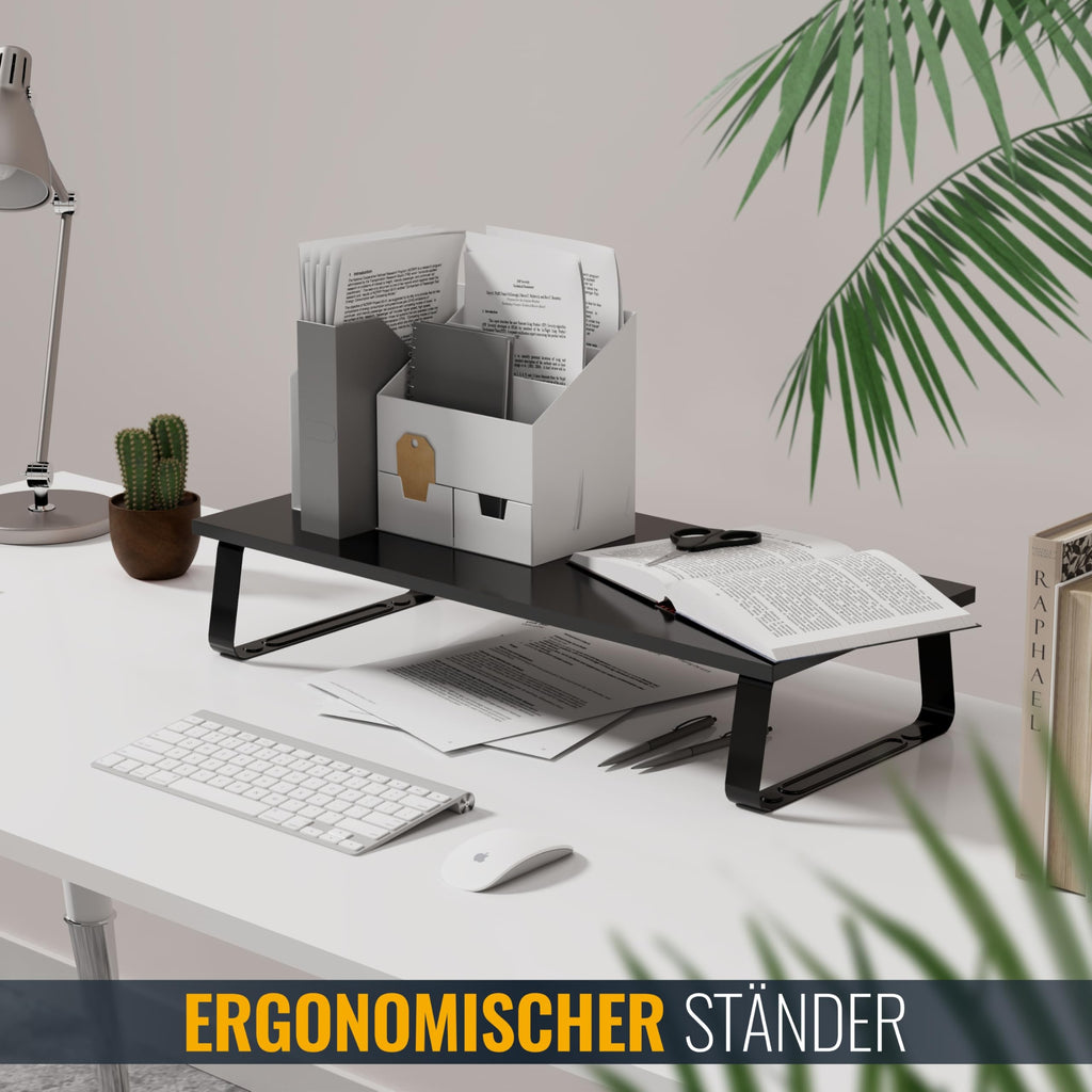 RICOO Monitor Schreibtischaufsatz Schreibtisch Aufsatzregal Ständer für Computermonitore FS0111 Monitorständer 60 x 26 x 12 cm Bildschirmerhöhung Bildschirmständer Lapdesk Laptop Tisch Laptoptisch