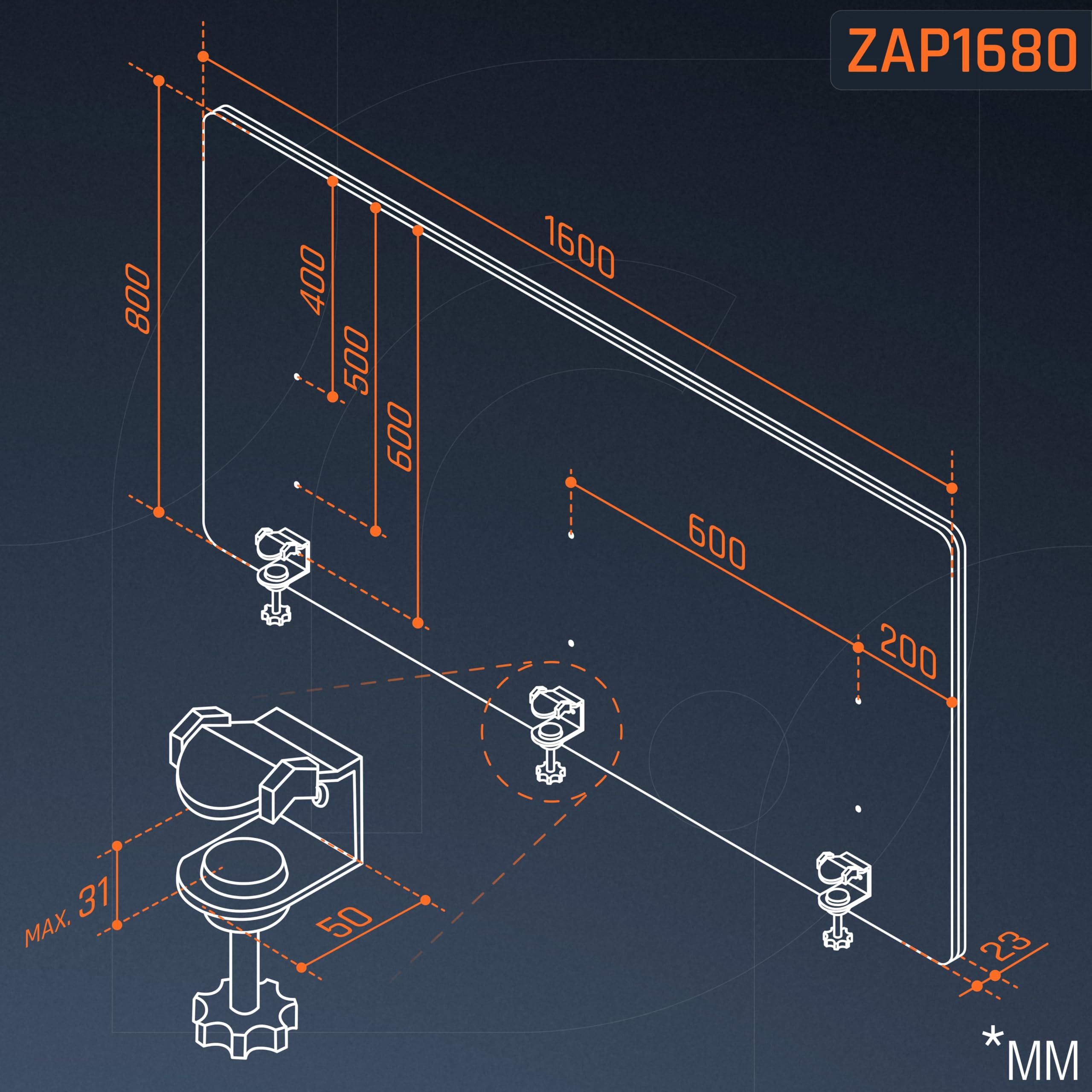 RICOO ZAP1680-G Akustik Trennwand Schreibtisch 160 x 80cm Sichtschutz Schreibtisch Trennwand Filz Pinnwand Grau Geräuschdämmung Akustik Diffusor Schallschutz Büro Tischtrennwand mit Tischklemme