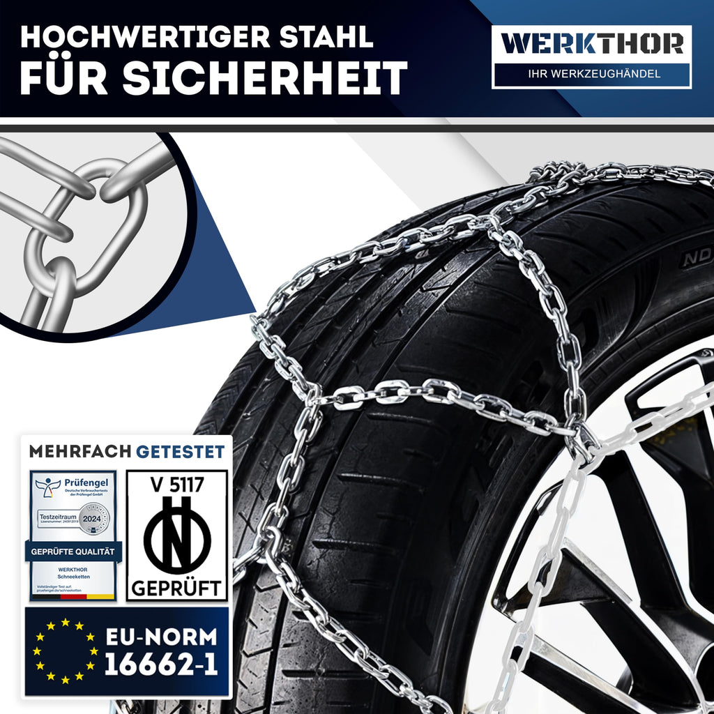 WERKTHOR Schneeketten Werkzeuglose Montage Sicherem Grip EUZulassung Für Winterfahrer