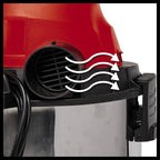 Einhell Wet Dry Vacuum Cleaner TC-VC 1930 SA 1,500 W, 30 L, Blower Connection, Cable Holder, Accessory Holder, Includes Combination Nozzle Carpeted/Smooth Floors, Crevice Nozzle, Plastic Hose 2.5 m