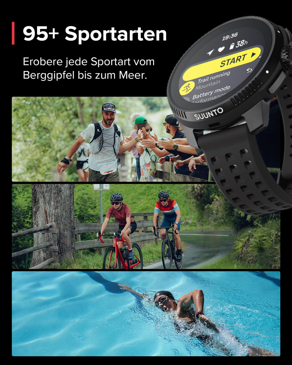 SUUNTO Race Sportuhr - Outdoor Smartwatch, 1,43" Helles AMOLED Display mit Saphirglas, Bequeme Uhrenkrone & Tasten Bedienung, Präzise Zweifrequenz GPS, Lange Akkulaufzeit, 100m Wasserdicht