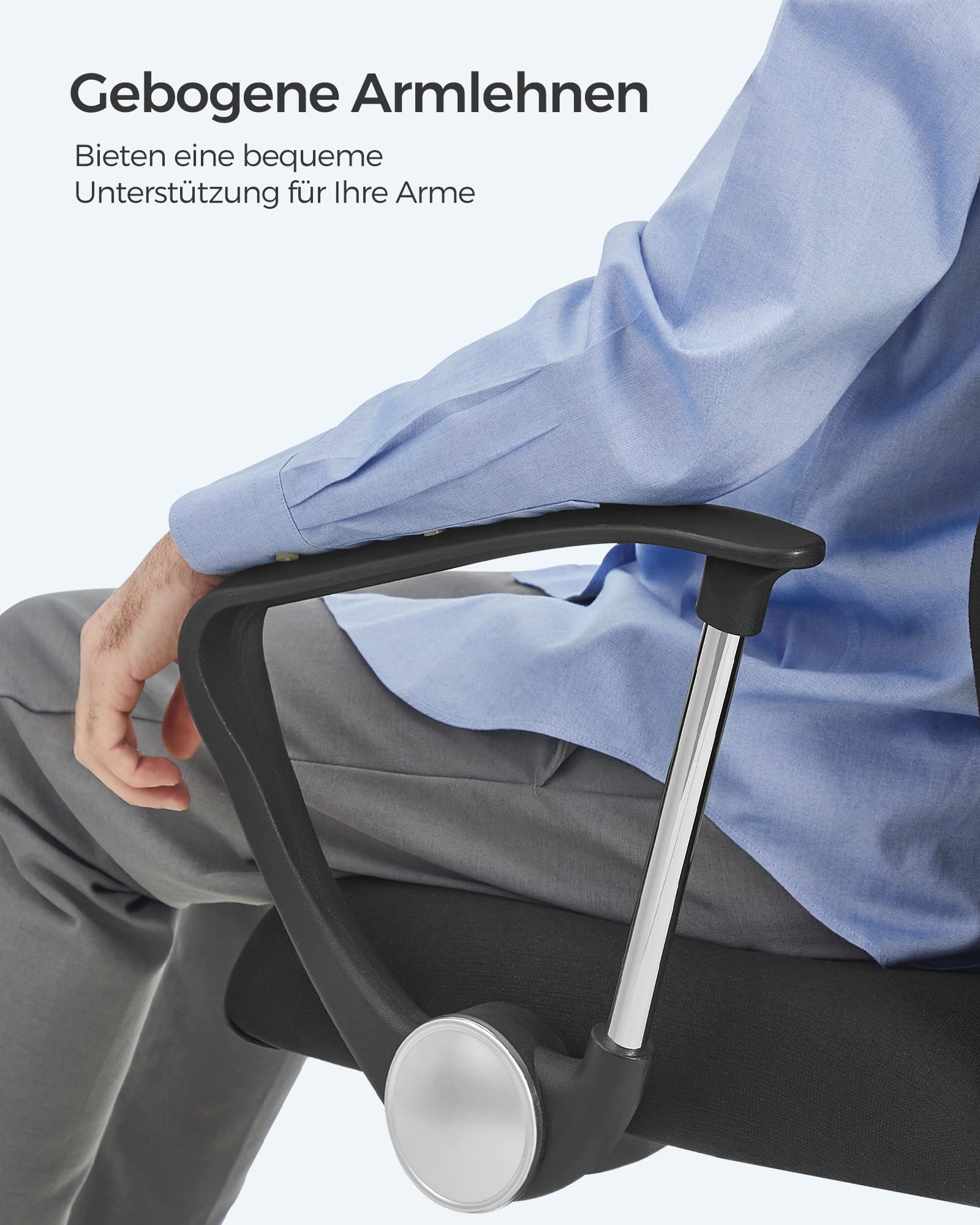 SONGMICS Bürostuhl, ergonomischer Schreibtischstuhl, Drehstuhl, gepolsterter Sitz, höhenverstellbar und neigbar, bis 120 kg belastbar, schwarz OBN034B01