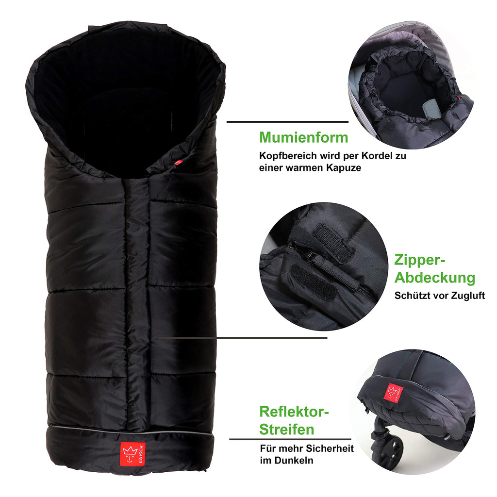 Kaiser Naturfelle 6570825 - Fußsack Iglu Thermo Fleece Farbe: schwarz