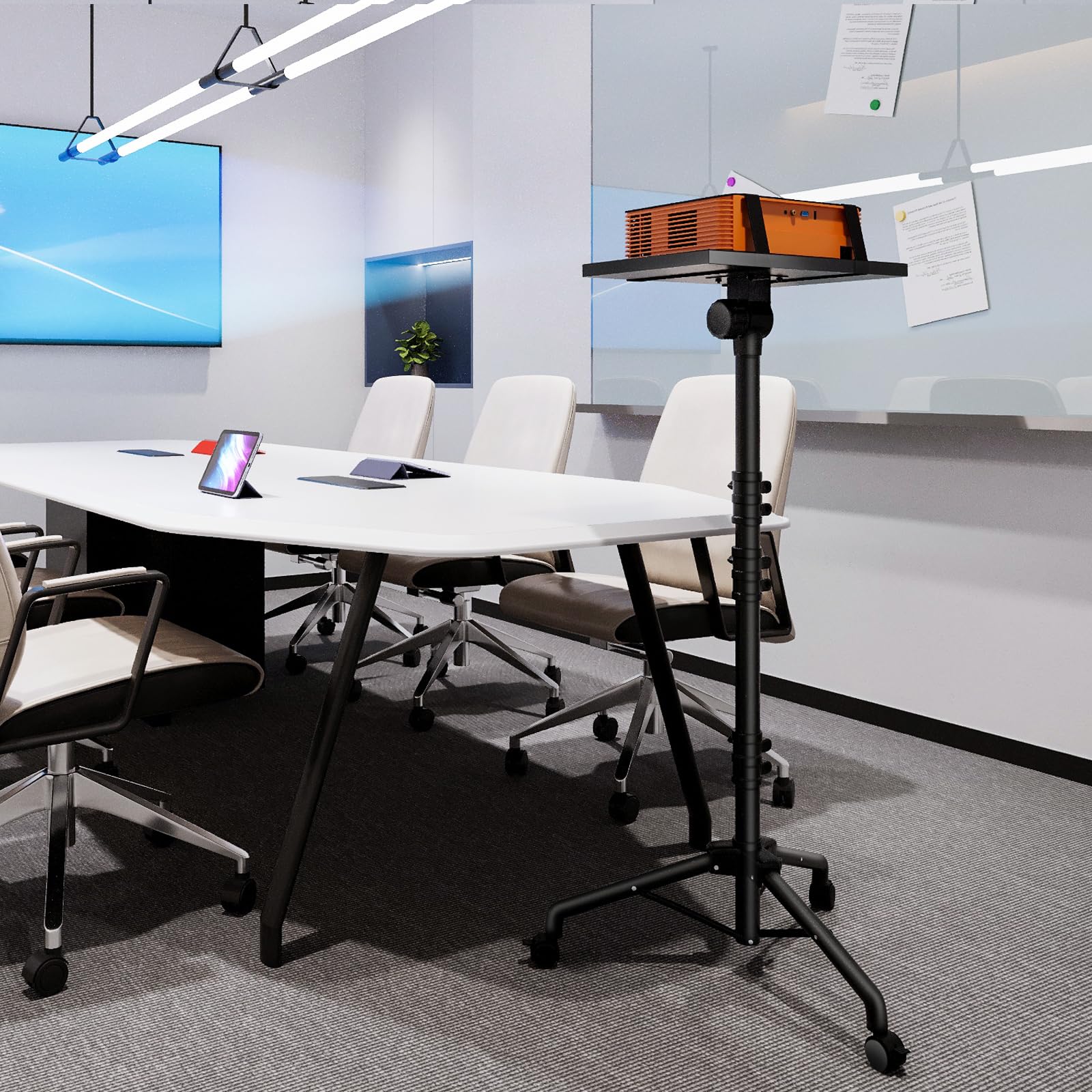 CAHAYA Beamer Ständer Projektor Halterung Multifunktionaler mit Omni-Direktionalen Rollen Bodenständer für Laptop Ständer Projektor Kamera mit verstellbarer Höhe für Outdoor-Filme CY0332