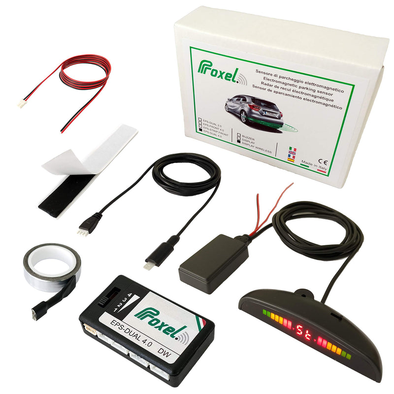 Proxel - Unsichtbare Elektromagnetische Parksensoren Hinten, EPS-DUAL 4.0 mit drahtloser Anzeige, ohne Bohren der Stoßstange, Universell und Original-Kit