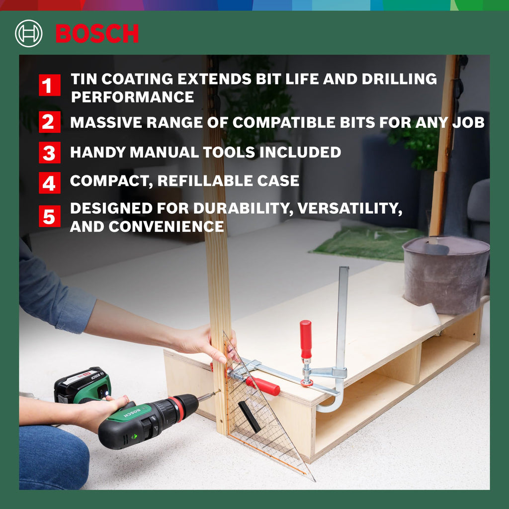 Bosch Accessories Bosch 103tlg. X-Line Titanium Bohrer und Schrauber Set (Holz, Stein und Metall, Zubehör Bohrmaschine)