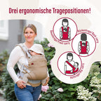 manduca XT Babytrage - Verstellbarer Sitz, der mitwächst - Vom Neugeborenen bis zum Kleinkind - Babytrage aus Bio-Baumwolle mit 3 Tragemöglichkeiten ,Monochrome Cloud