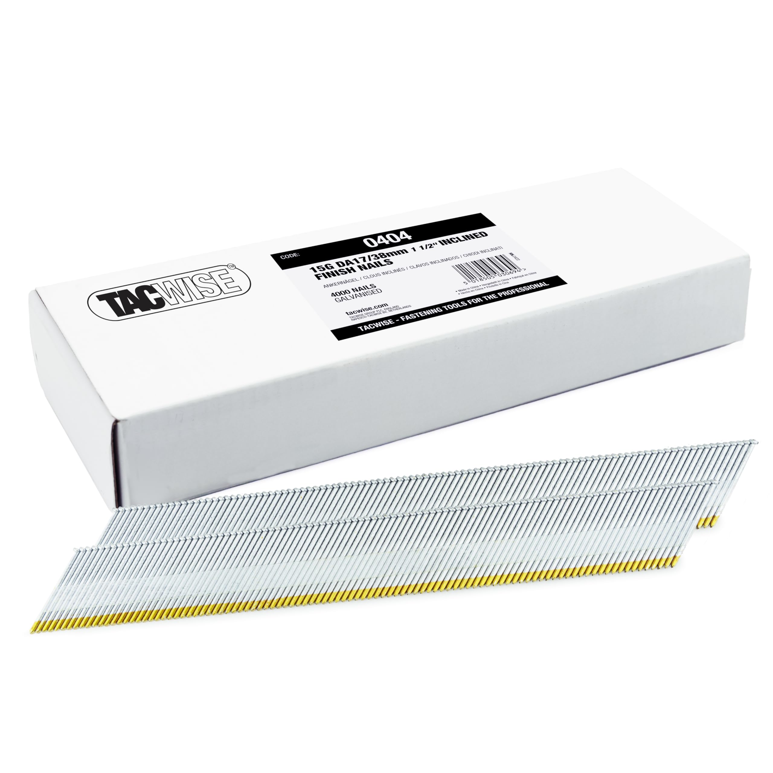 Tacwise 0404 verzinkte gewinkelte Stauchkopfnägel, Typ DA 15G / 38 mm, ,D‘-Kopf, Packung mit 4000 Stück