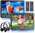 NAVISKAUTO 10,5 Zoll DVD Player Auto 2 Monitore Mit Eingebauter 5000 mAh Akku HDMI IN, Tragbarer DVD-Player Auto Fernseher TV Rücksitz Für Kinder Unterstützt USB/SD-Karte Mit Zwei Kopfhörern