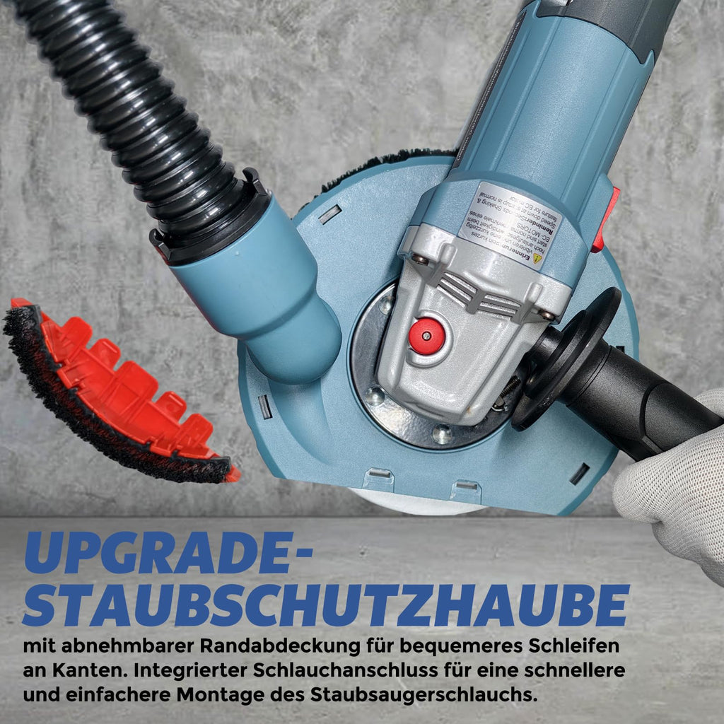 FANZWORK 1500W Betonschleifer Winkelschleifer Set mit Bürstenloser EC-Motor, Betonfräse mit 150mm Diamantschleiftopf *1, Absaughaube *1, Tragbox *1, Präzises & Wartungsfreies Schleifen