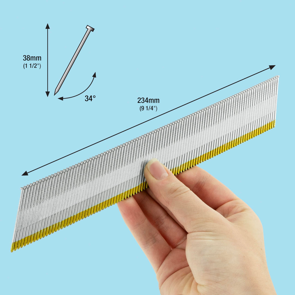 Tacwise 0404 verzinkte gewinkelte Stauchkopfnägel, Typ DA 15G / 38 mm, ,D‘-Kopf, Packung mit 4000 Stück