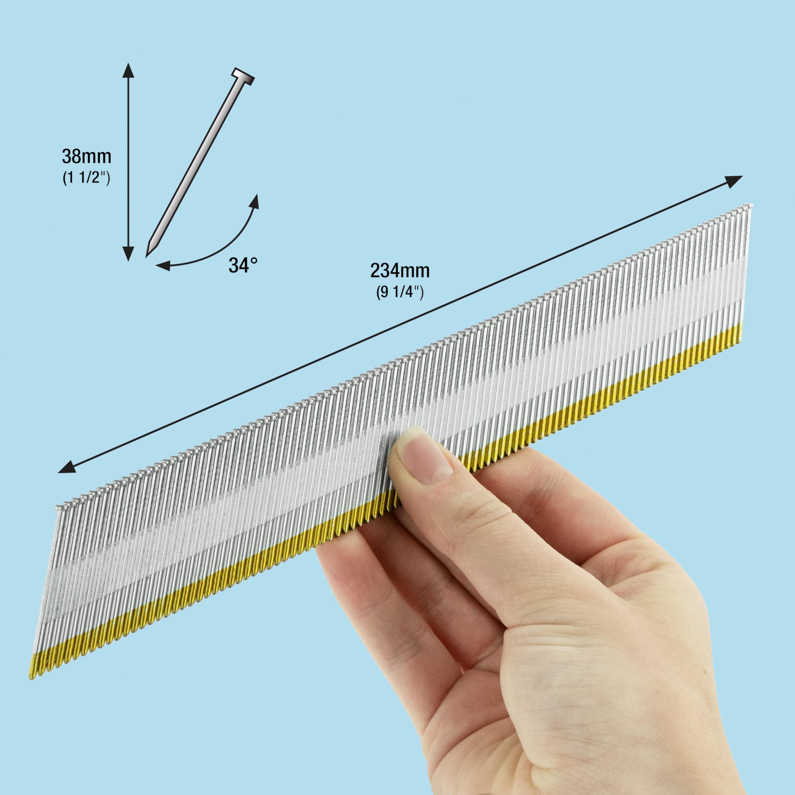 Tacwise 0404 verzinkte gewinkelte Stauchkopfnägel, Typ DA 15G / 38 mm, ,D‘-Kopf, Packung mit 4000 Stück