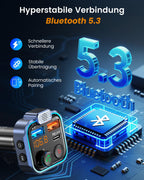 LENCENT 38W FM Transmitter Auto Bluetooth V5.3, Radio Deep Bass Musik Schnelles Autoladegerät Zigarettenanzünder, KFZ Bluetooth Adapter Freisprechanlage, Noise Cancelling Mikrofon, Lichtschalter