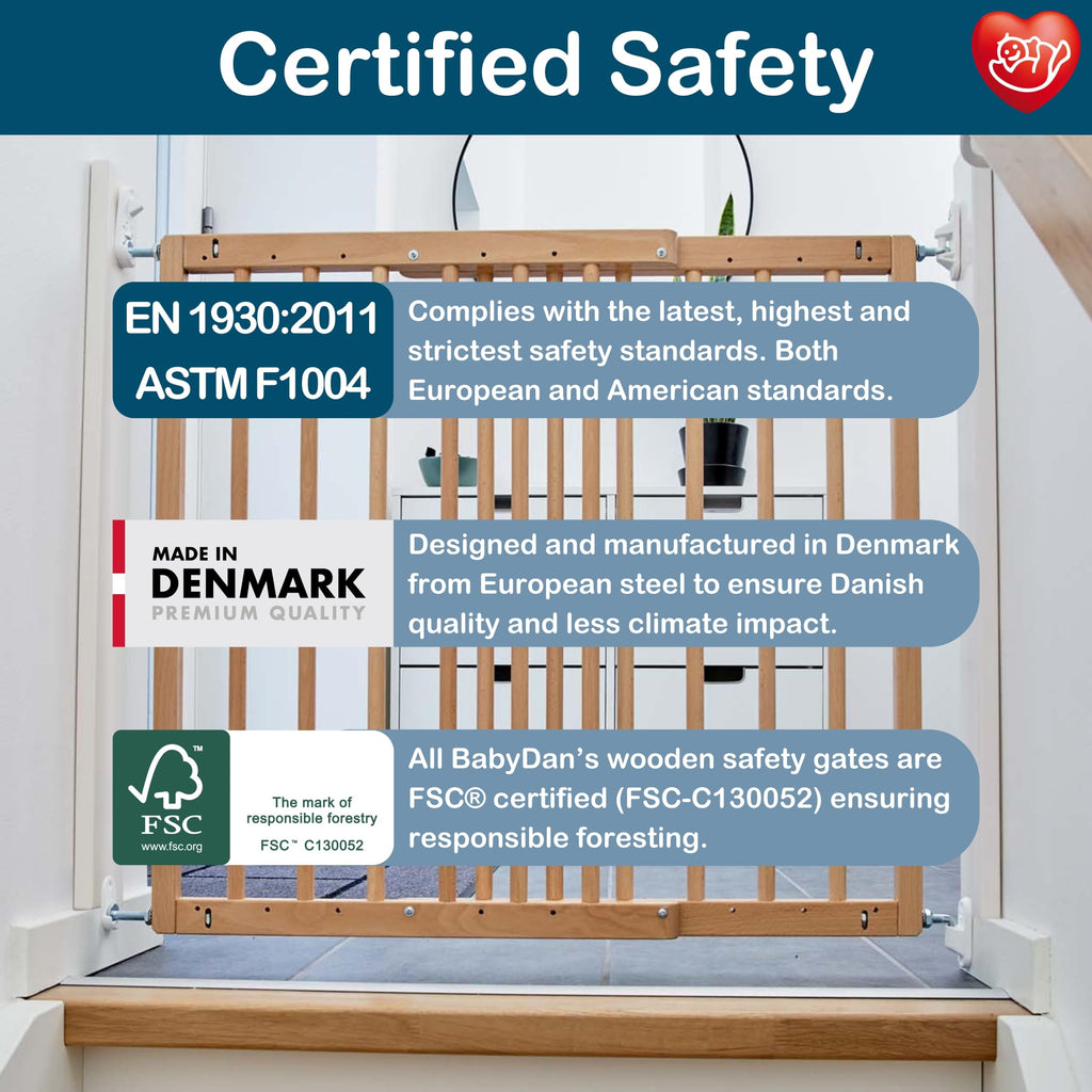 BabyDan Multidan Rolltor aus Holz, ausziehbar, Buche, 60,5—102 cm — Schraubbefestigung