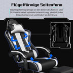 Yaheetech Gaming Stuhl Ergonomischer Gamer Stuhl mit Massagefunktion Computerstuhl mit Fußstütze Bürostuhl 90-135° Rückenlehne verstellbar Gaming Sessel PC Stuhl Weiß