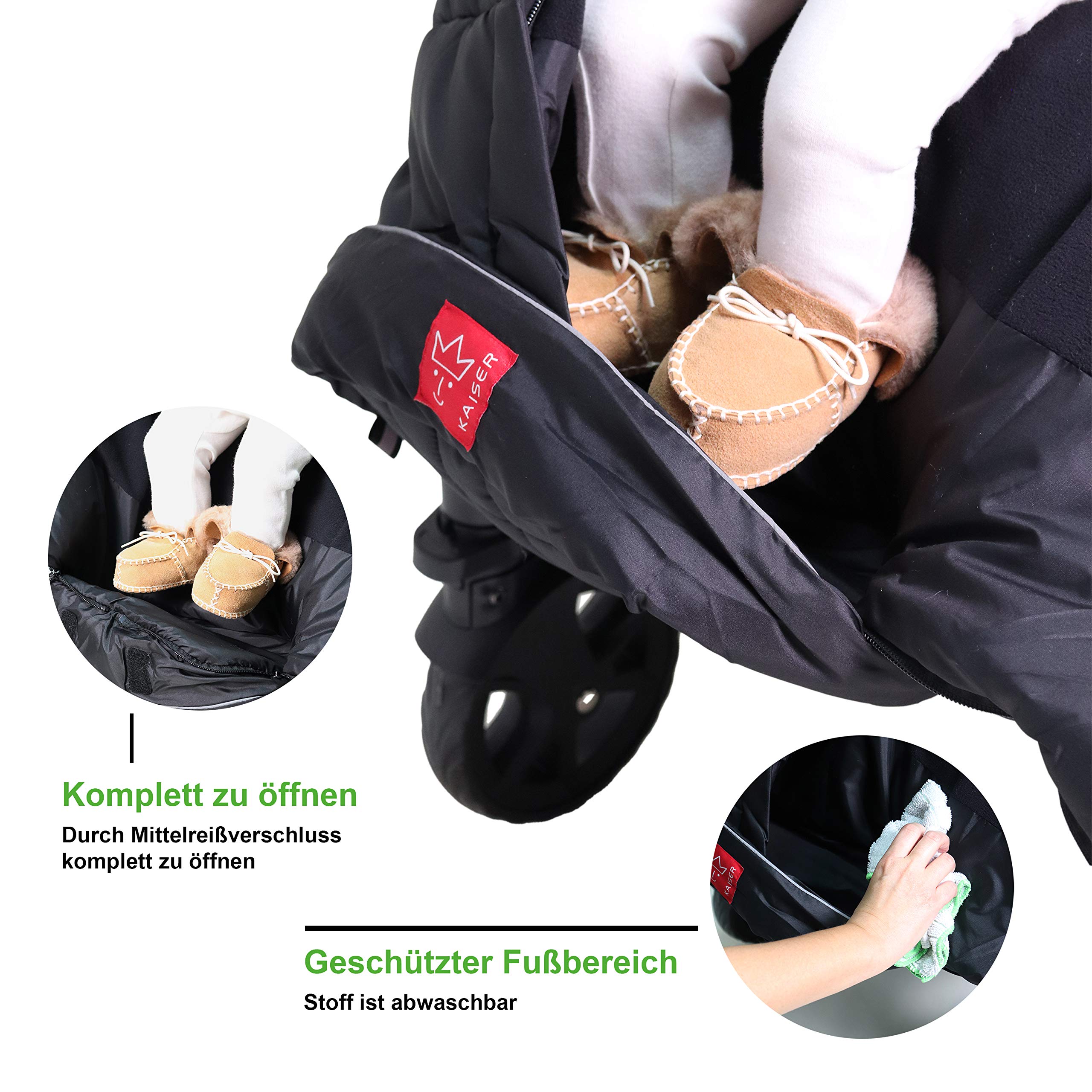 Kaiser Naturfelle 6570825 - Fußsack Iglu Thermo Fleece Farbe: schwarz