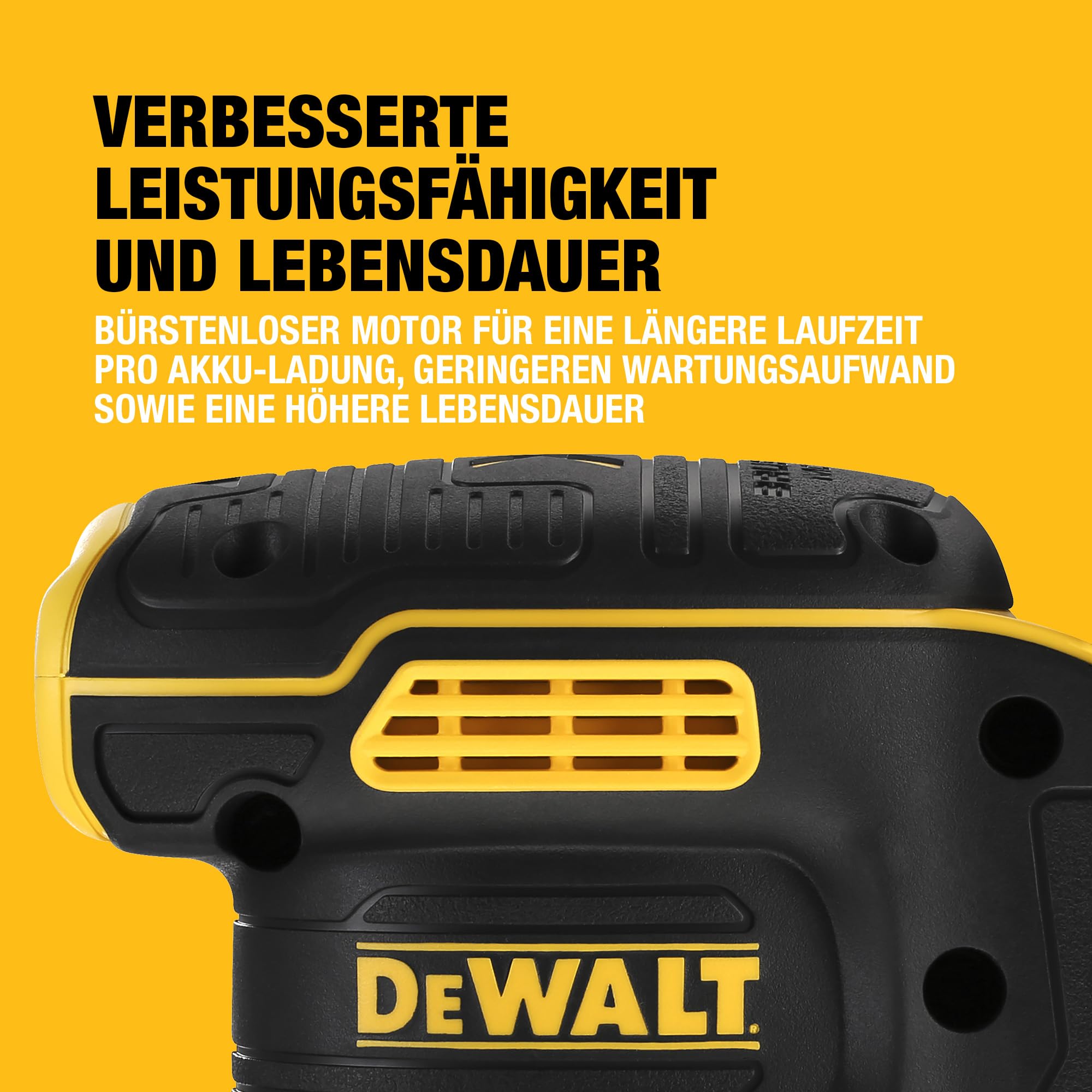 DEWALT 18 Volt Akku-Exzenterschleifer (Schleifpapier-ø: 125 mm, elektronische Drehzahlregulierung, Staubschutz für Getriebe und Schalter, mit Klettfix-System, ohne Akku und Ladegerät), DCW210N