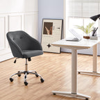 Yaheetech Homeoffice Stuhl, Schminkstuhl, höhenverstellbar Drehstuhl, SamtStuhl Schreibtischstuhl für Arbeitszimmer, Schlafzimmer, Atmungsaktiv Rollstuhl bis 136 KG belastbar Dunkelgrau