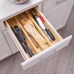 Fabsome Schubladenteiler, Bambus-Kommode, Organizer für Kleidung, Socken, Unterwäsche, Babykleidung, Holztrenner für Kinderzimmer, verstellbar von 31,8 cm bis 43,2 cm, mit weichen Schaumstoffenden, 6