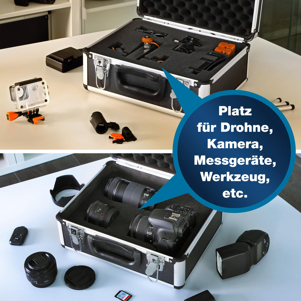 PeakTech Universalkoffer P 7300 – abschließbarer Universal-Transportkoffer mit Würfelschaumstoff – tragbarer Fotokoffer – robuster Koffer mit Schutz vor Regen und Staub – M (320 x 250 x 150 mm)