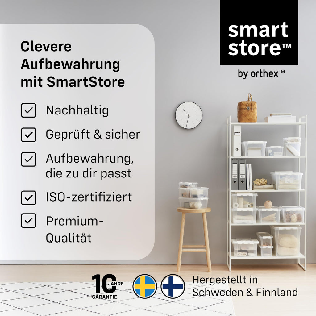 SmartStore Aufbewahrungsboxen 3er-Set 52L I Stapelbare Kunststoffbox mit Deckel I BPA-frei & lebensmittelecht I Organizer für Hauswirtschaftsraum oder Garage I durchsichtig und mit Clipverschluss
