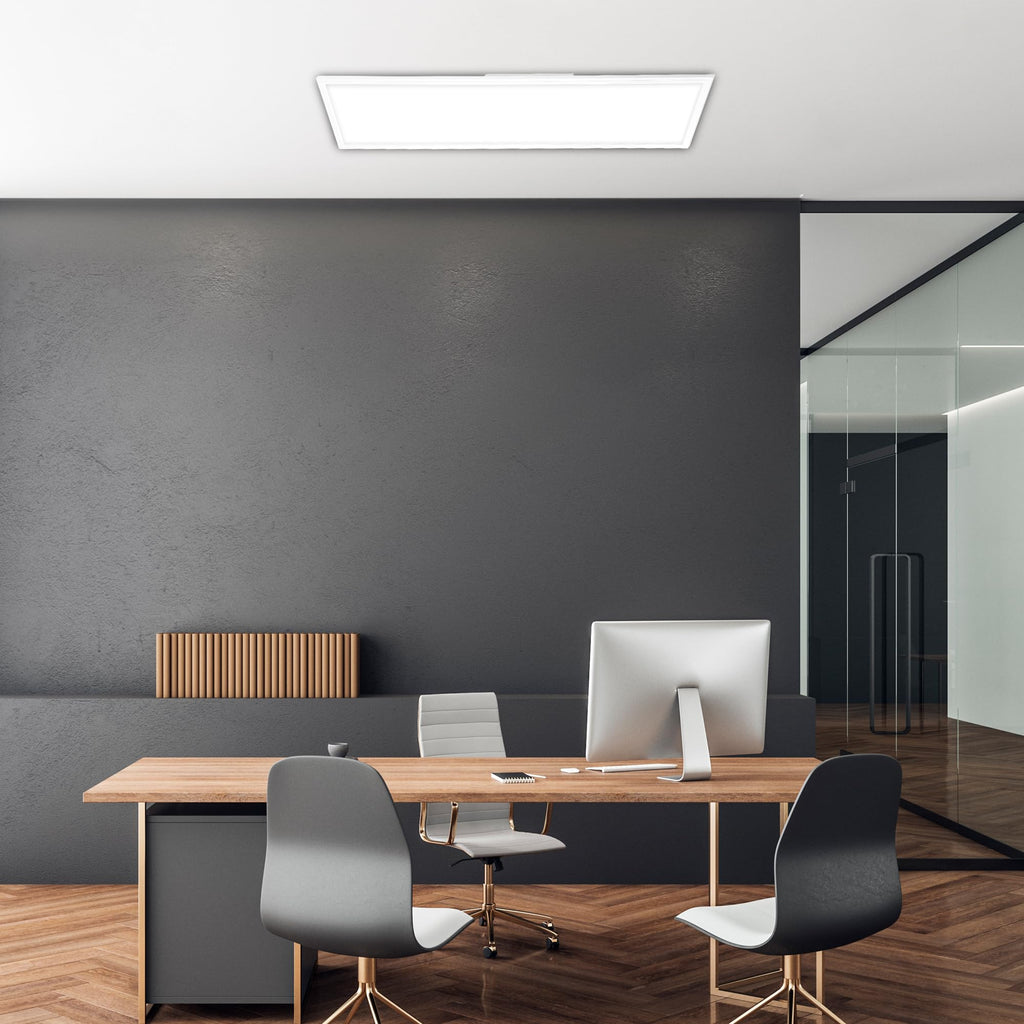 BRILONER - LED Deckenlampe ultraflach, neutralweiße Lichtfarbe, 38 Watt, 4100 Lumen, LED Deckenleuchte, Wohnzimmerlampe, Panel, Küchenlampe, Deckenbeleuchtung, 119,5x29,5x6 cm, Weiß