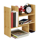 Relaxdays Tischregal Bambus, Verstellbarer Organizer, für Schreibtisch, Küche & Bad, Aufsatzregal, klein, H: 40cm, Natur