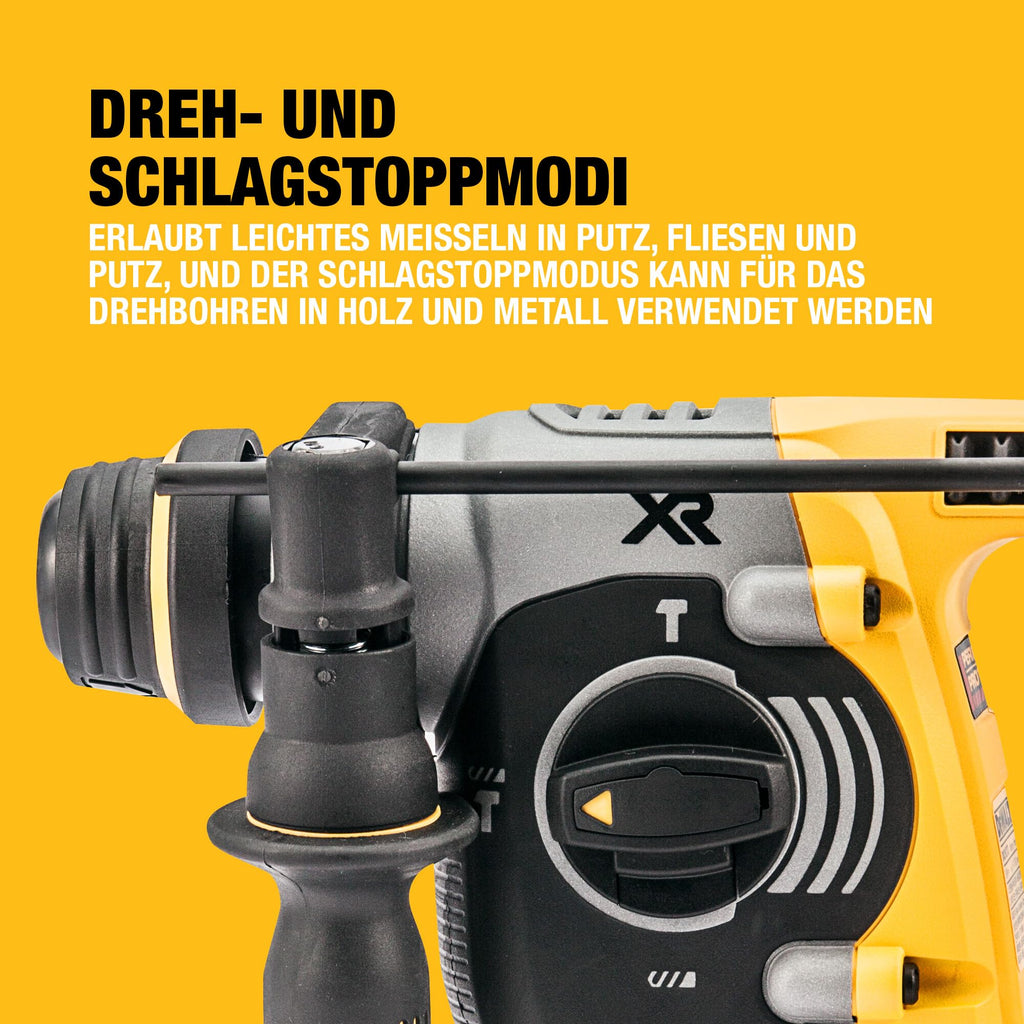 DEWALT SDS-plus XR Akku-Kombihammer/Schlagbohrmaschine (18V, bürstenlos, 24mm, ideal für Bohranker/Befestigungslöcher, 2x 18V / 5 Ah Li-Ion Akkus, Ladegerät, T-STAK Box), DCH273P2T-QW