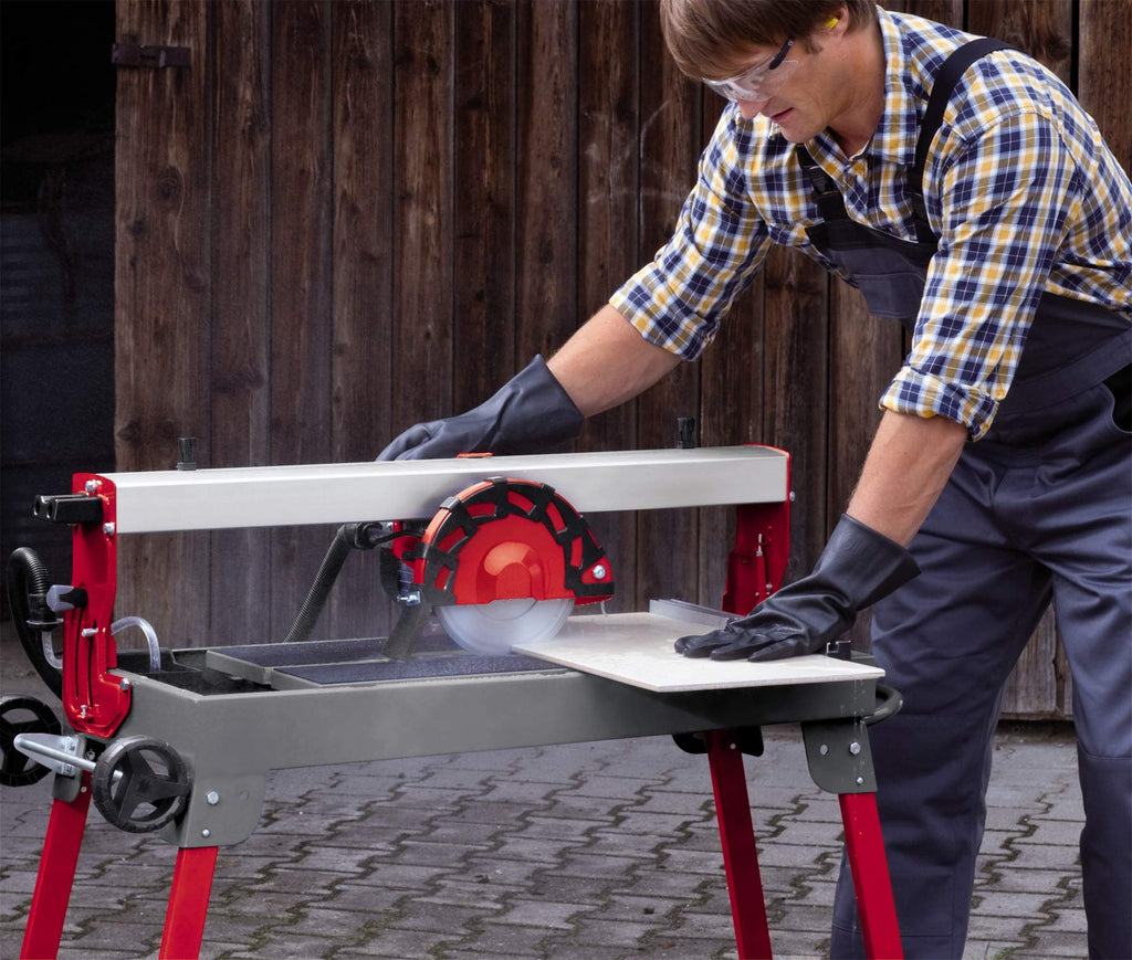 Einhell Radial-Fliesenschneidmaschine TE-TC 620 U (800 W, extra lange Zuglänge, robustes einklappbares Untergestell, Transporträder/-griff, 6-fach kugelgelagerte Motorführung)