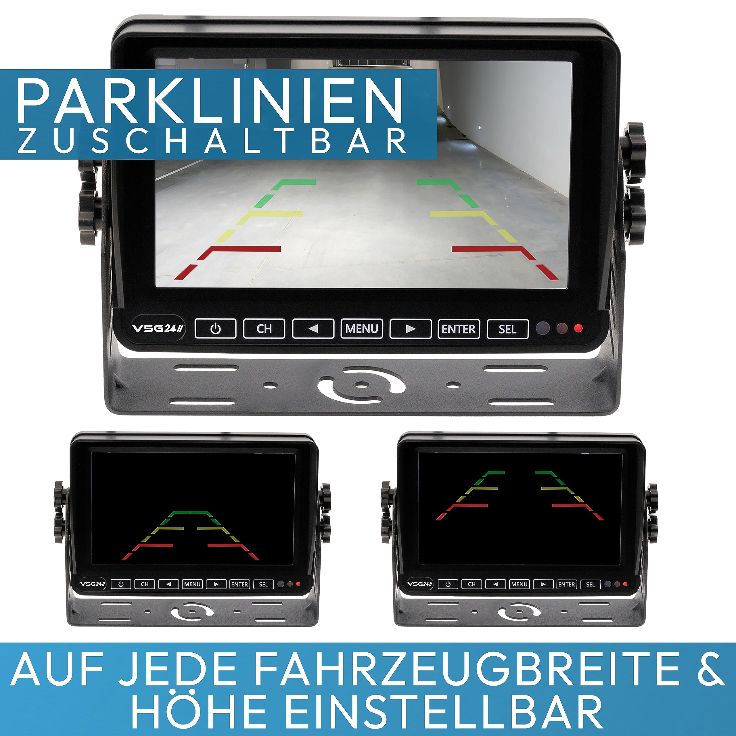 VSG24 7“ Element HD Funk Rückfahrsystem Akku Magnet für Wohnmobil & LKW, KFZ Set Rückfahrkamera kabellos + Monitor DIY Nachrüsten 12V-24V Kamera digital Auto Rückspiegel Pferdeanhänger Dashcam