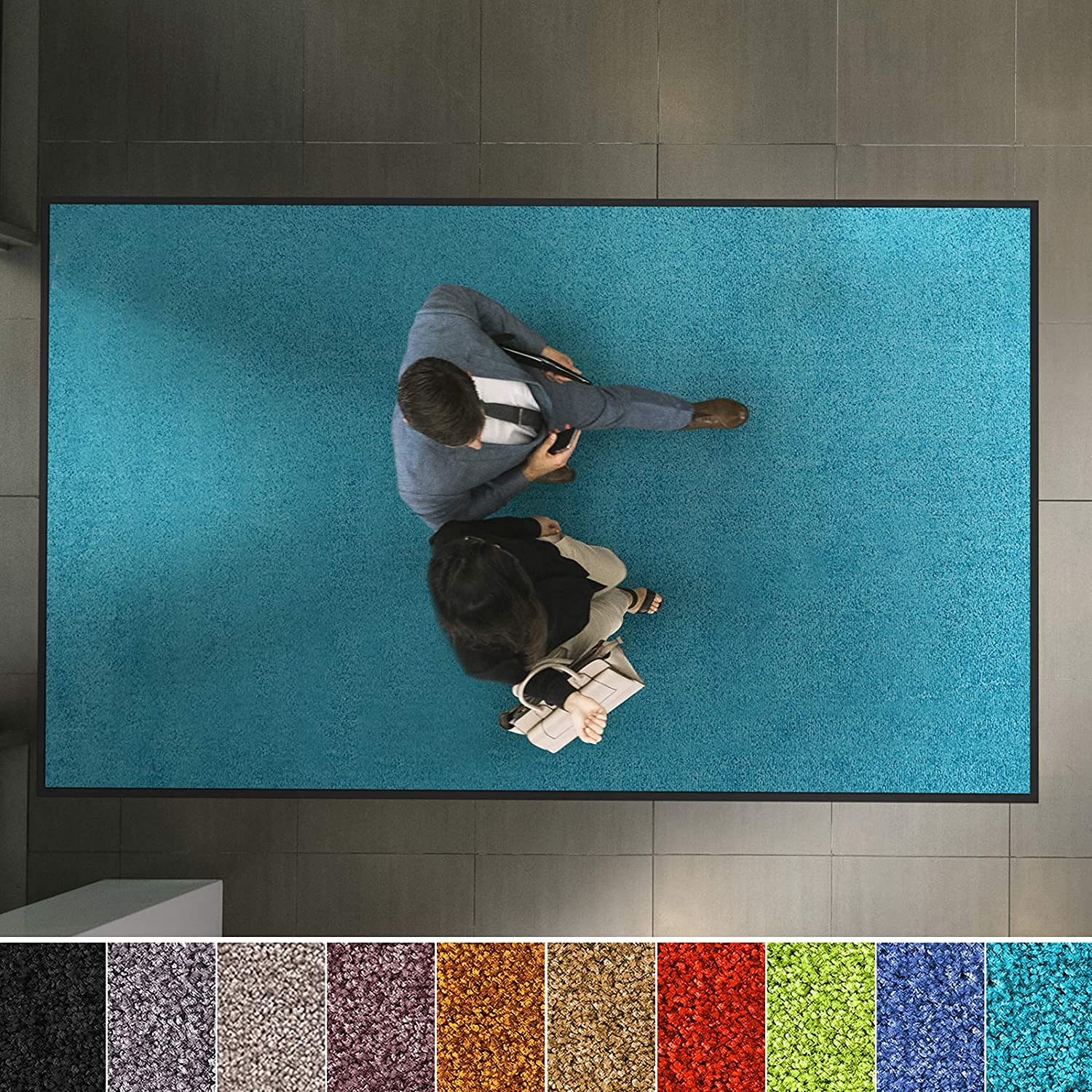 etm® Schmutzfangmatte - Fußmatte in vielen Größen - Türmatte Fußabstreifer für Haustür innen und außen (Türkis, 120x300 cm)