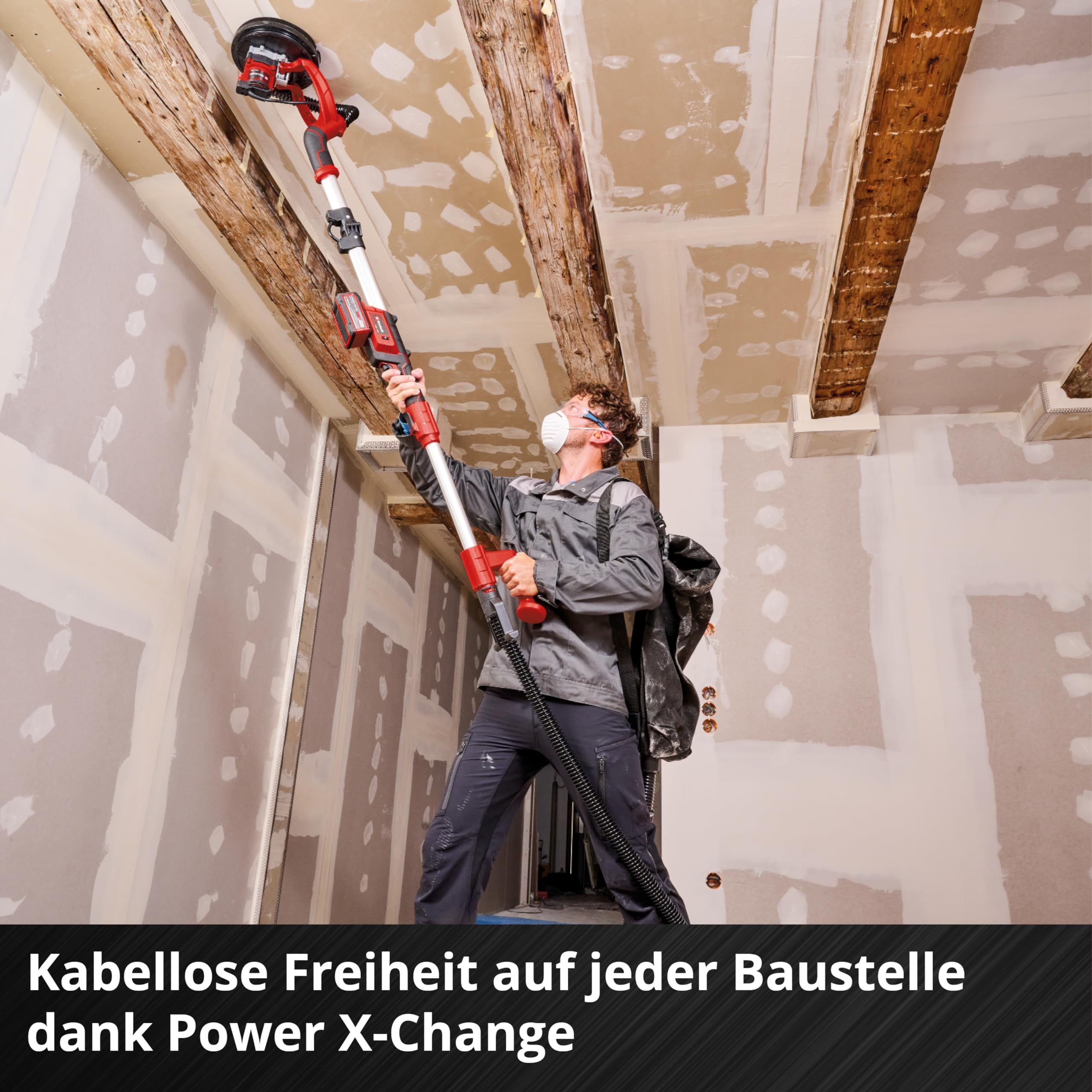 Einhell Akku-Trockenbauschleifer TP-DW 18/225 Li - Solo Power X-Change (Lithium-Ionen, inkl. Verlängerungsschlauch, Staubfangsack, Schleifpapier uvm. ohne Akku und Ladegerät)