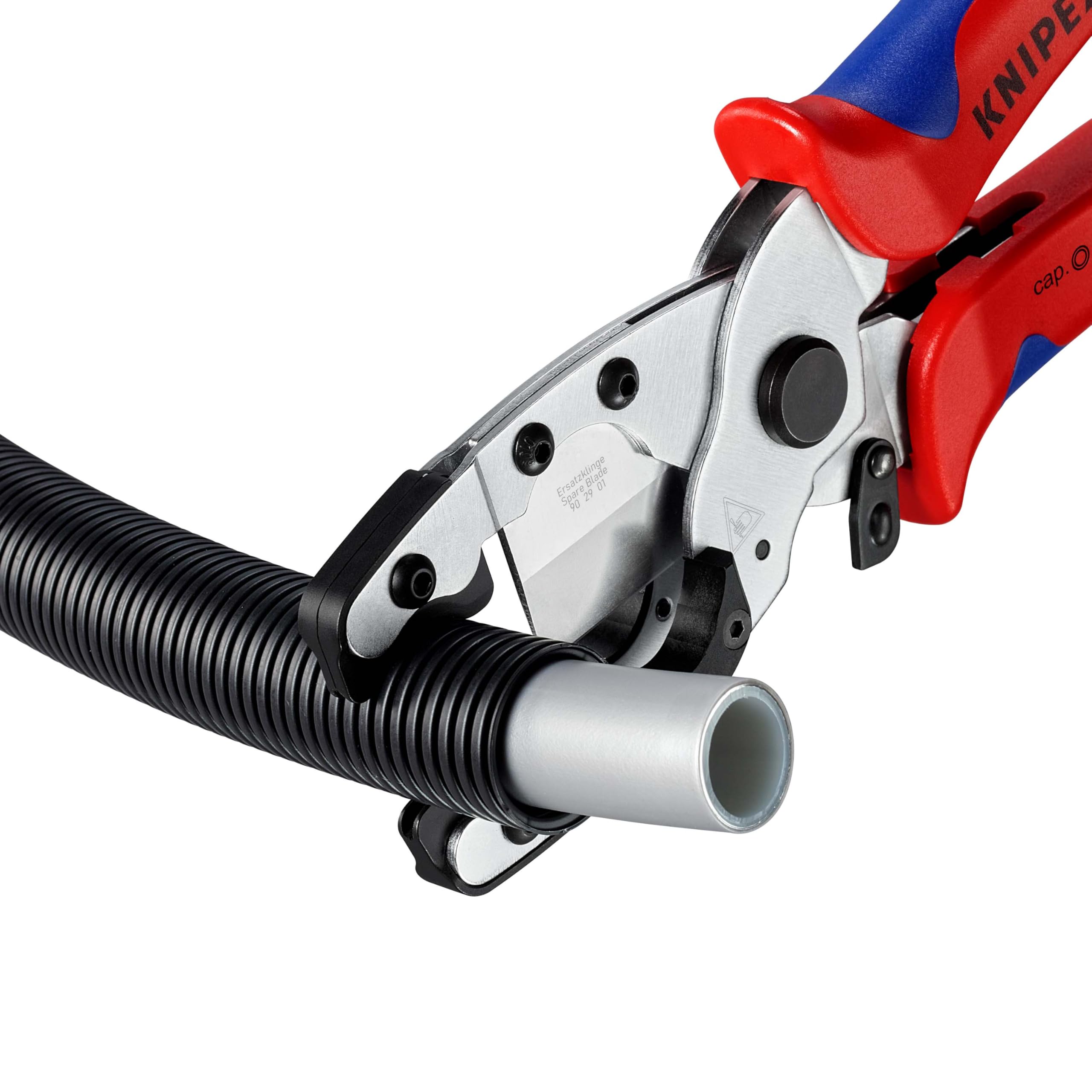 KNIPEX Rohrschneider für Verbund- und Schutzrohre verchromt mit Mehrkomponenten-Hüllen 210 mm, 90 25 20
