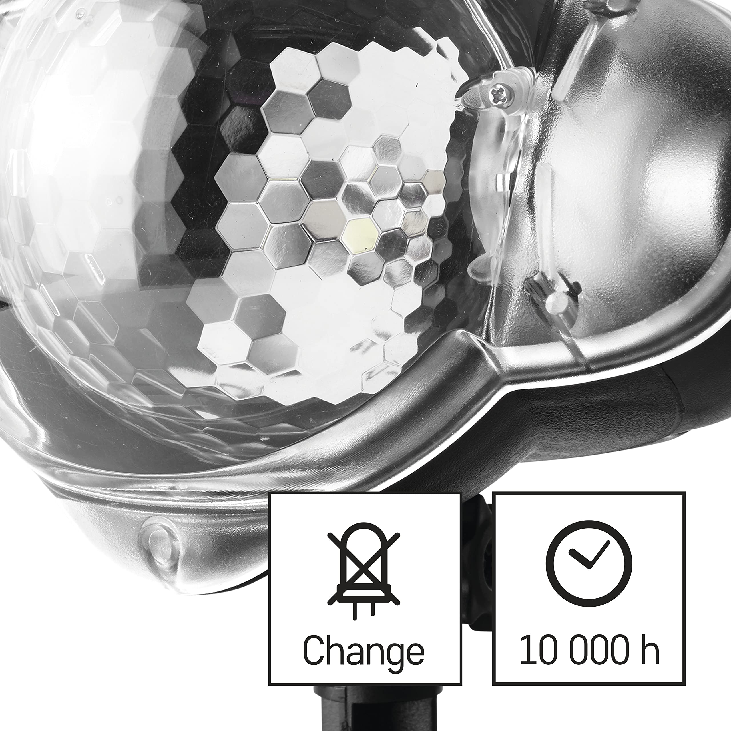 EMOS Schneefall LED Projektor,weiß,fliegender Schnee,effektvolle Wandbeleuchtung,Fassaden-,Wand- und Mauer-Projektion,IP44,Weihnachtsbeleuchtung für Außen & Innen,3m Kabel, Schwarz, DCPC03