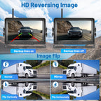 Hikity Kabellos Digital AHD Rückfahrkamera Set mit 7‘’ Split-Screen Monitor IPS Bildschirm & IP66 wasserdichte 18IR Nachtsicht Auto Rückfahrkamera, 12-36V für Auto LKW Wohnmobil Anhänger Van