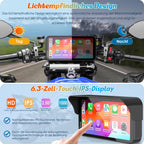Carpuride W603 Motorrad-Carplay-Bildschirm, Kabelloses CarPlay und Android Auto für Moto, Fernbedienung, 6,3-Zoll-wasserdichter Touchscreen, BT Audio, GPS-Navigation, Siri, G00gle-Assistent
